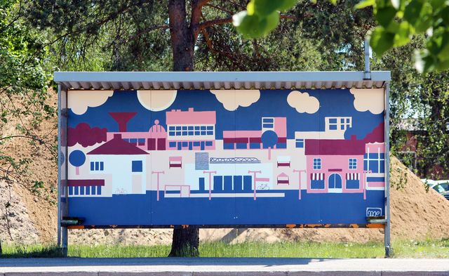 Offentligt verk av konststuderande Mira Piitulainen i Kankaanpää centrum.